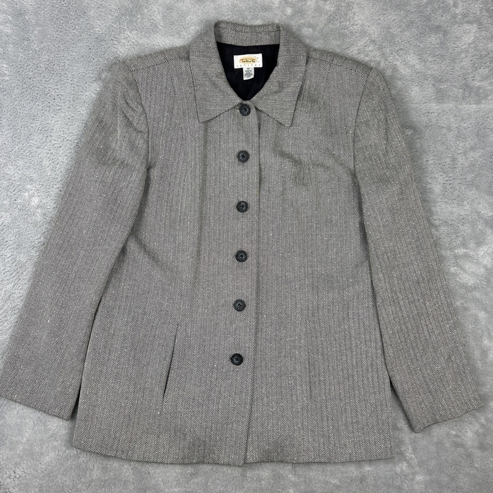 Talbots Viscose Silk blend Herringbone Blazer Jacket Womens Sz 14 Classic‎